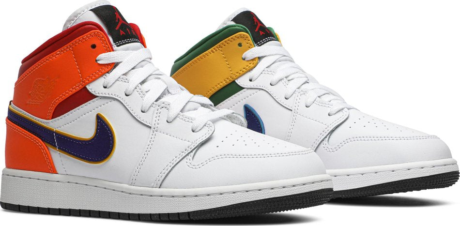 Air Jordan 1 Mid GS  White Court Purple Teal  554725-128